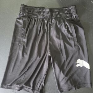 Puma Black Athletic Shorts with White Logo